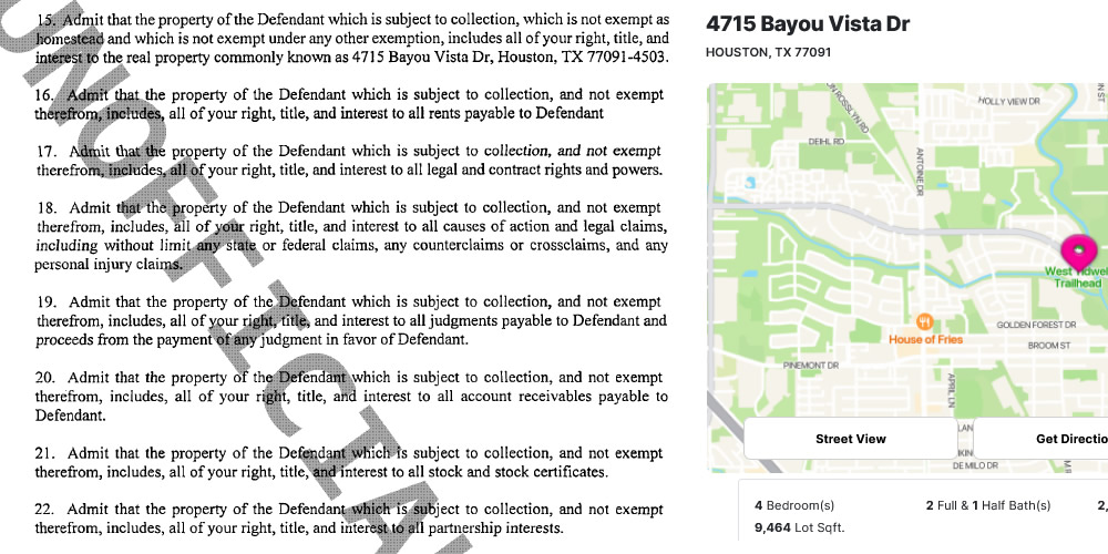 Stop foreclosure filing by Bandit lawyer Jason Leboeuf in Harris County regarding a 10 year old unpaid mortgage on estate property.