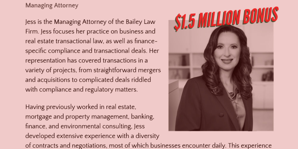 Jess Bailey of Bailey Law Firm in the Woodlands has failed to return over $1.5 Million Dollars of Client Funds Despite Repeated Requests.