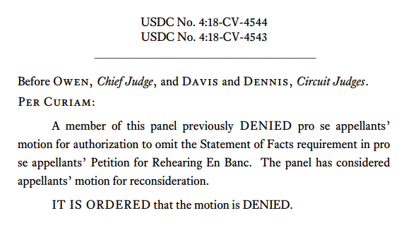 A Motion To Clarify The Foxy Orders From The Fifth Circuit Laws In Texas