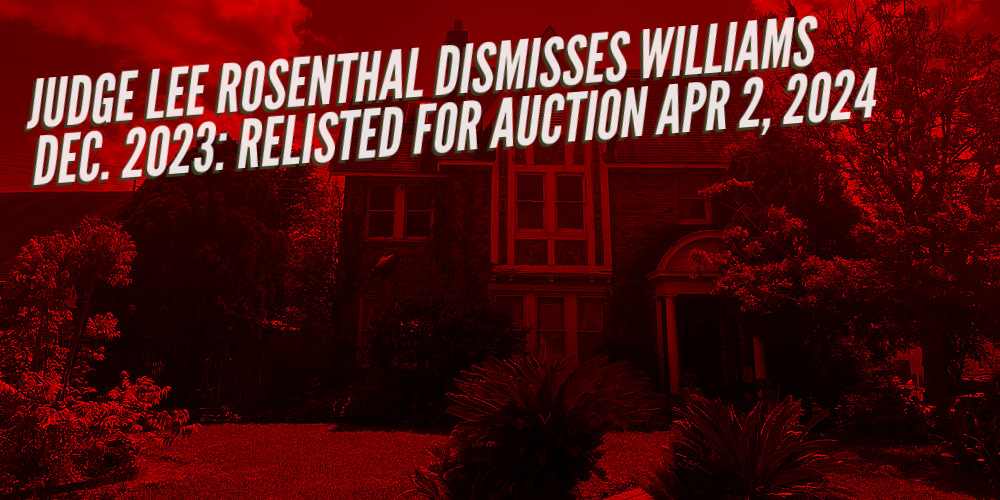 Williams has owned the home since 1988. His wife has dementia, cancer and living in a nursing facility. JPM and BDF claim he owes $403k.